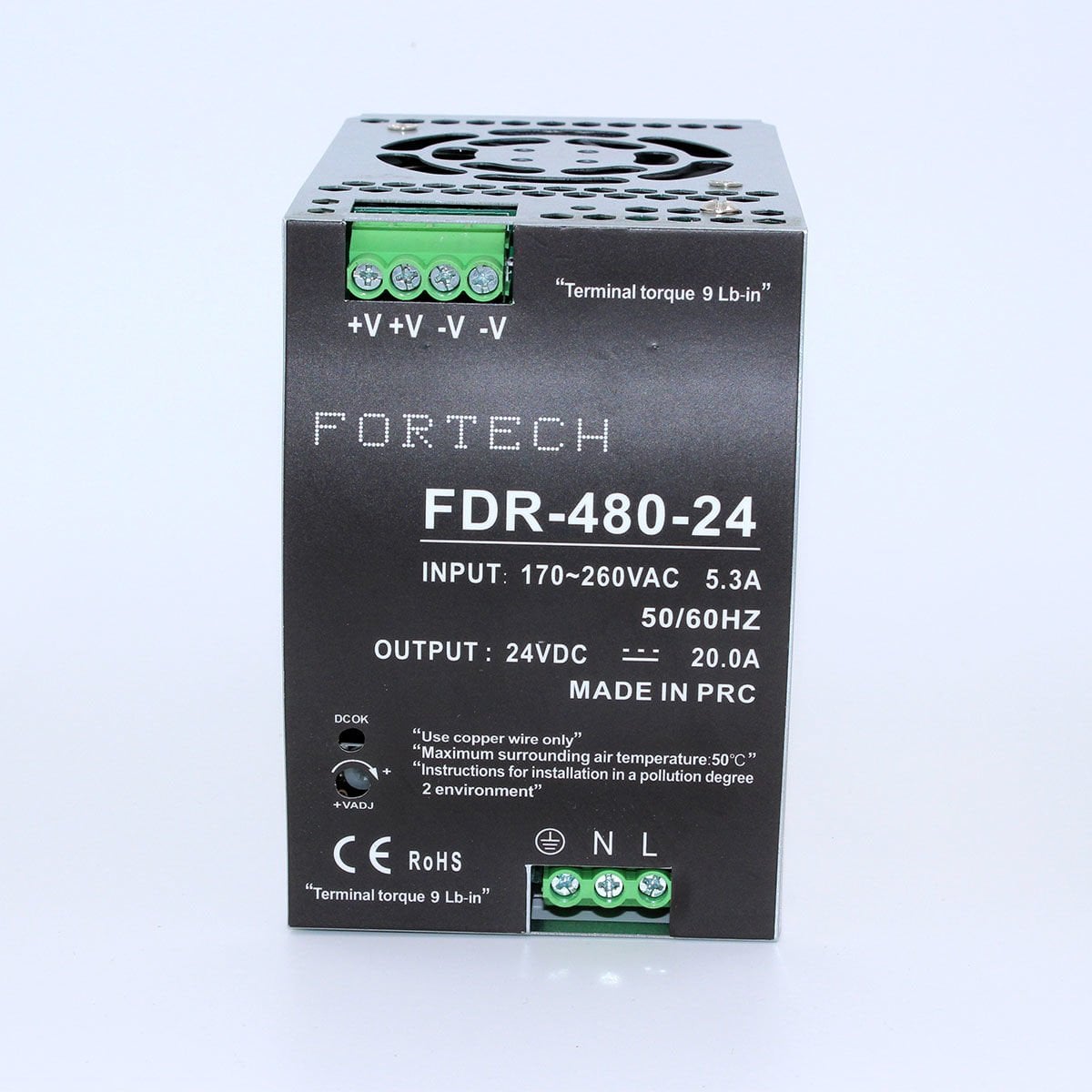 Fortech 480W-24V 20Amp Ray Tip Güç Kaynağı