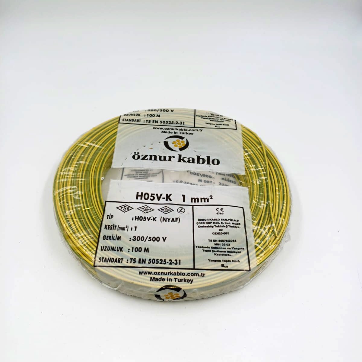 1mm² Nyaf Kablo Sarıyeşil