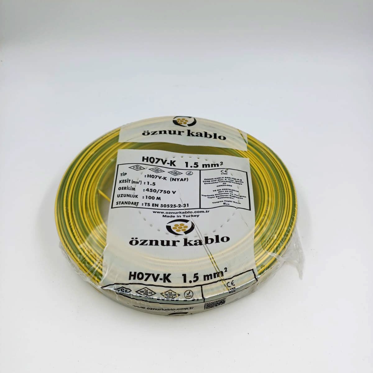 1.5mm² Nyaf Kablo Sarıyeşil