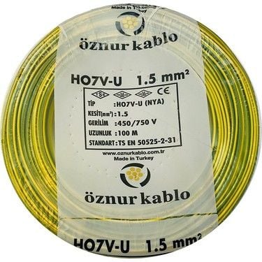 1.5mm² Nya Kablo Sarıyeşil