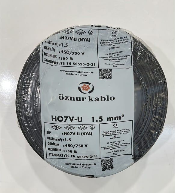 1.5mm² Nya Kablo Siyah